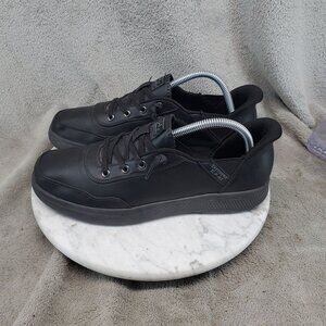 Skechers Shoes Womens Size 9 Black Faux Leather Bobs Slip Ins Sneakers